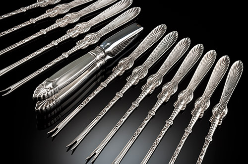 Antique American sterling silver lobster set