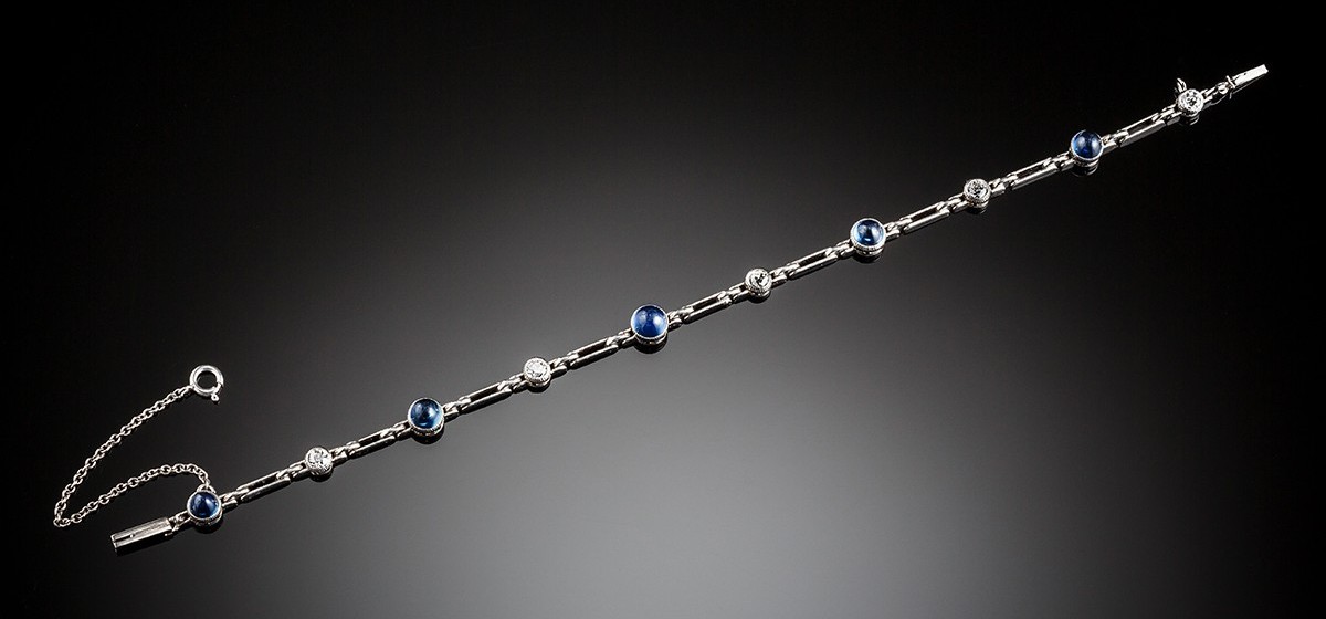 An Art Deco sapphire diamond and platinum bracelet