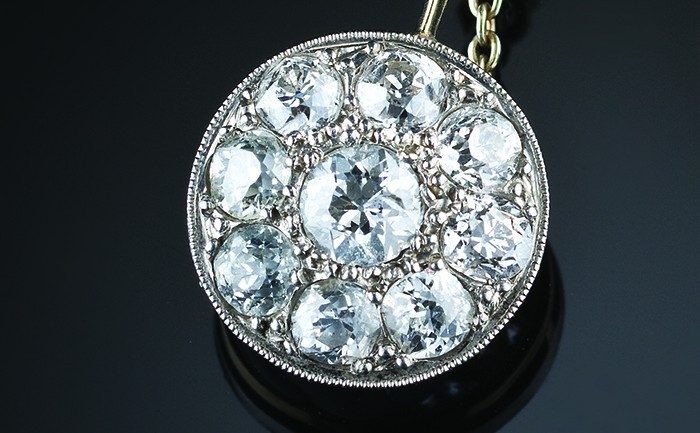 Art Deco diamond cluster pendant earrings