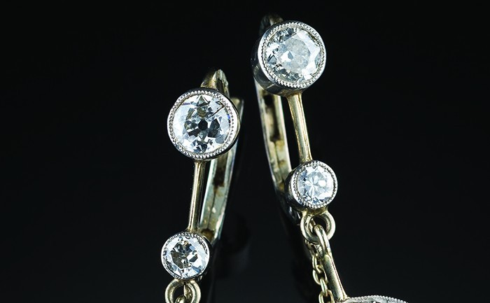 Art Deco diamond cluster pendant earrings