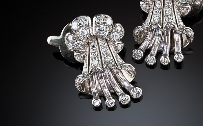 A pair of Art Deco diamond clip earrings by Ghiso