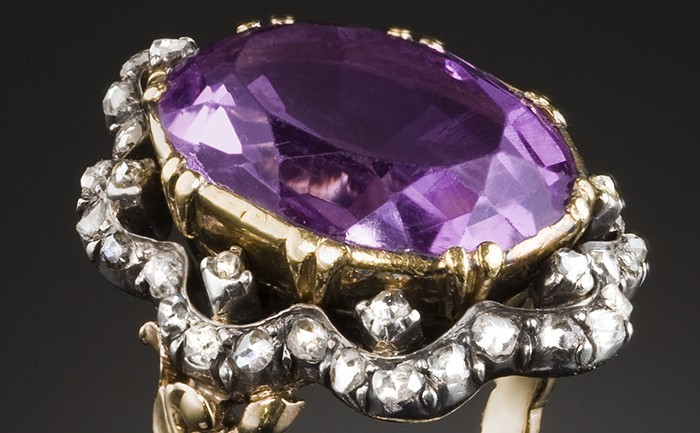 A large antique amethyst and diamond ring - James Alfredson