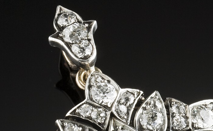 Antique diamond target brooch/pendant in silver topped gold