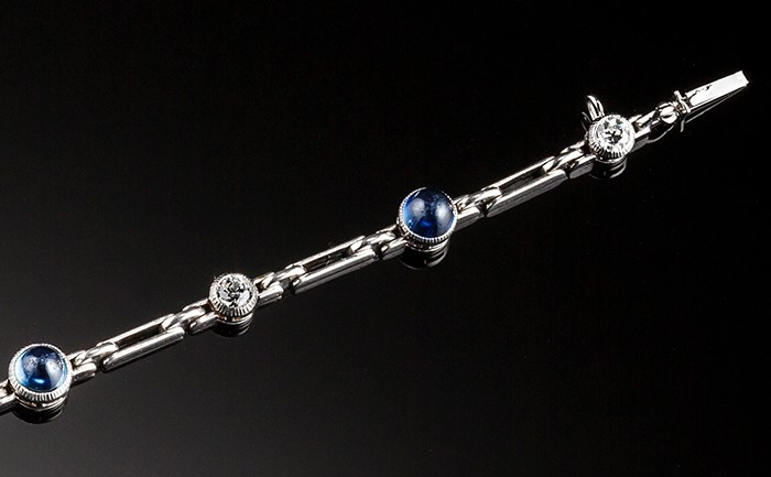 An Art Deco sapphire diamond and platinum bracelet