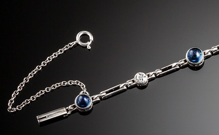 An Art Deco sapphire diamond and platinum bracelet