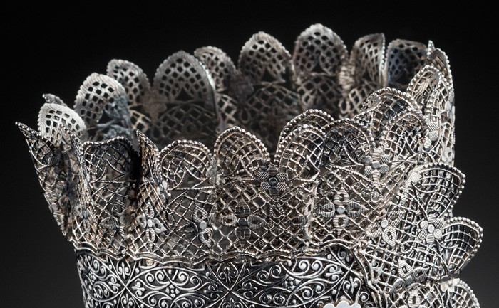 Detail of a rare Antique silver manchette