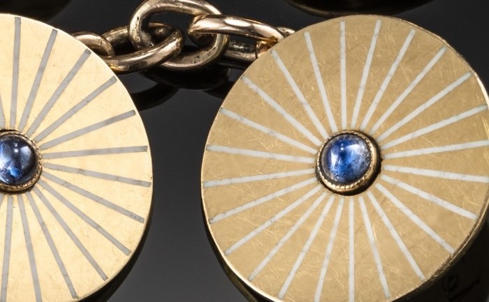 Antique french gold enamel and sapphire cufflinks