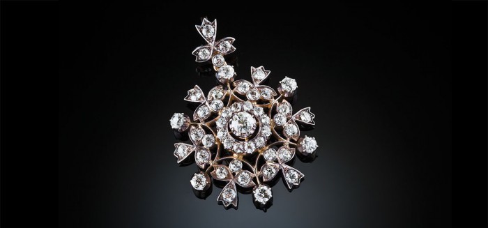 Antique diamond snowflake pendant
