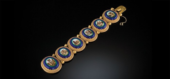 An antique micro mosaic panel bracelet
