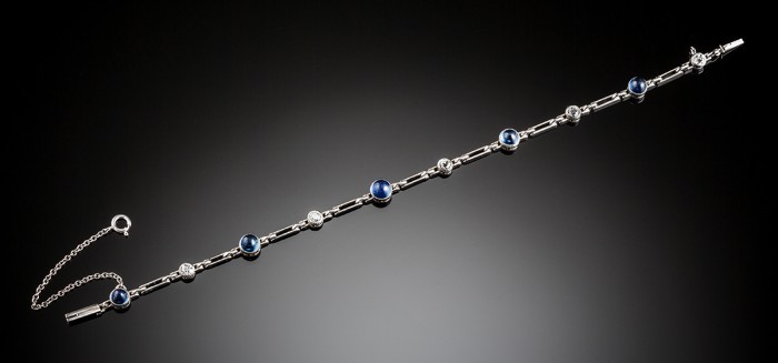 An Art Deco sapphire diamond and platinum bracelet