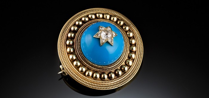 A 22ct gold and diamond Victorian target brooch