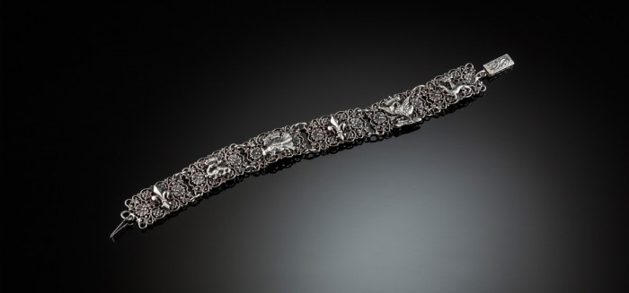 An historic French silver filigree bracelet