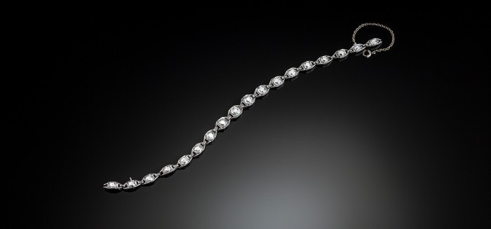 An Art Deco diamond set platinum bracelet