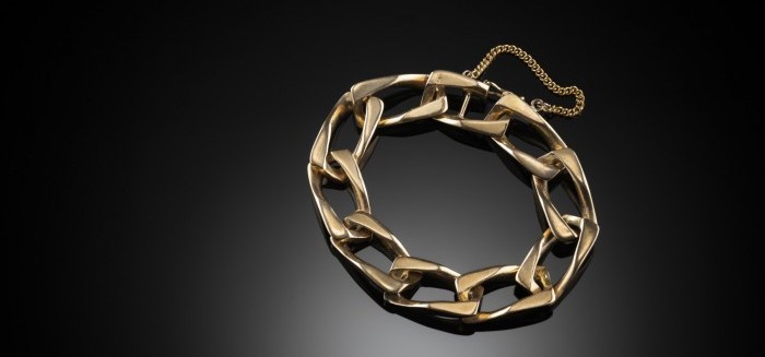 1970S 9CT  YELLOW GOLD FILED CURB LINK BRACELET