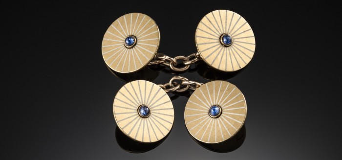 Antique french gold enamel and sapphire cufflinks