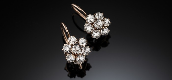 Early twentieth century petite rock crystal cluster earrings