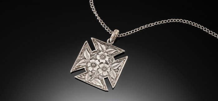 Victorian sterling silver maltese cross fob medallion