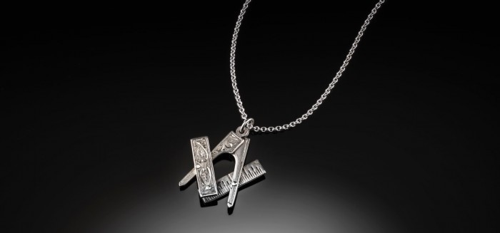 ANTIQUE STERLING SILVER CHARM/ SMALL PENDANT ARCHITECT’S SQUARE OR MASONIC SYMBOL